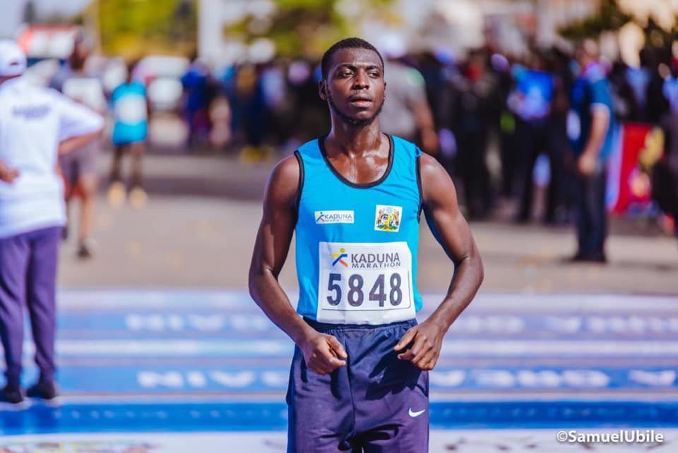 A runner at the finish line of the Kaduna Half Marathon